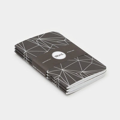 Word. Notebooks - Black Polygon (3 Pack)
