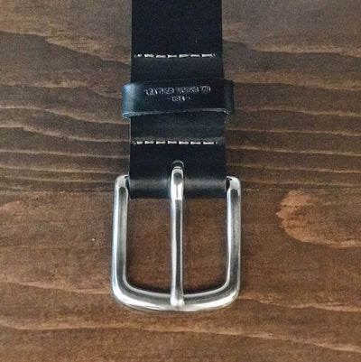 Leather Belt - Black w/ Stainless Steel Buckle