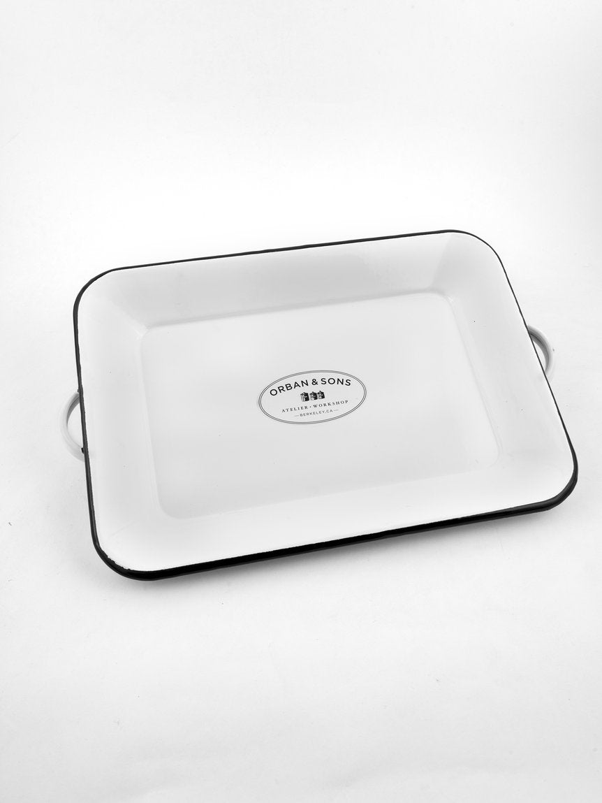 MEDIUM ENAMEL TRAY WITH HANDLES