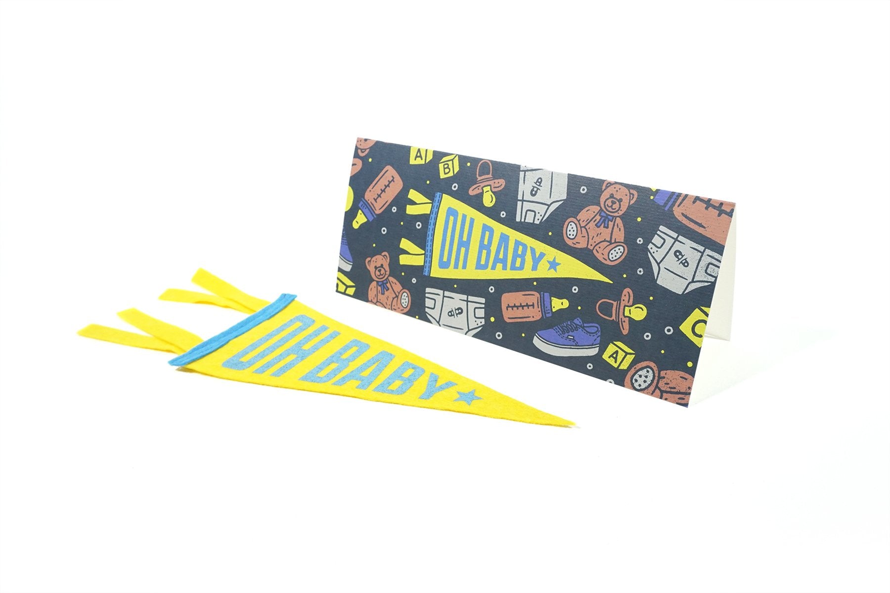 Greeting Card & Matching Mini Pennant - Oh Baby