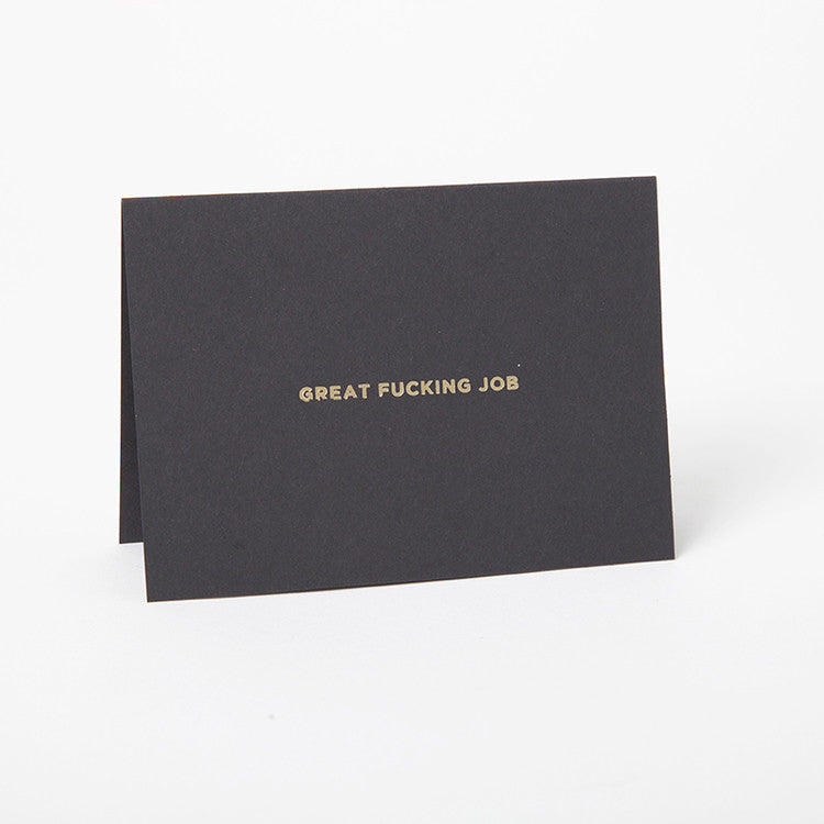 Hand Stamped Greeting Card - Fucking Job