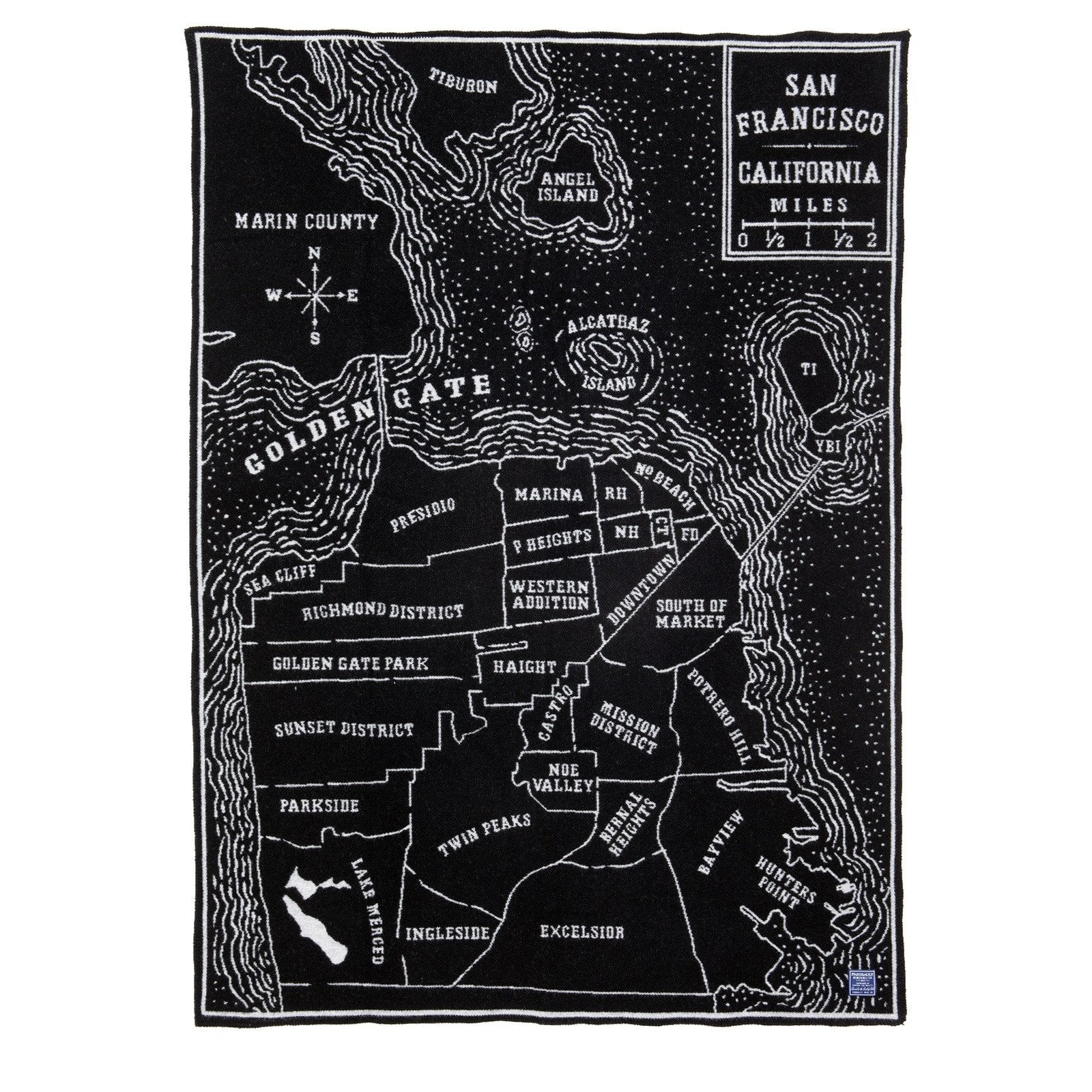 Vintage City Map Wool Throw - San Francisco