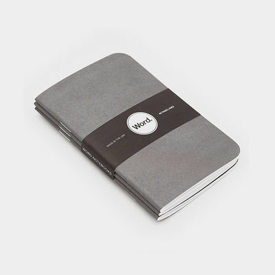 Word. Notebooks - Charcoal (3 Pack)