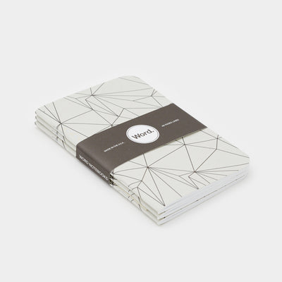 Word. Notebooks - Grey Polygon (3 Pack)