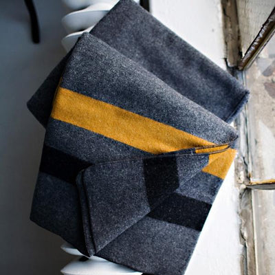 Foot Soldier Military Wool Blanket - Gray / Gold / Black