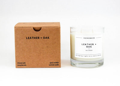 Leather + Oak Glass Tumbler